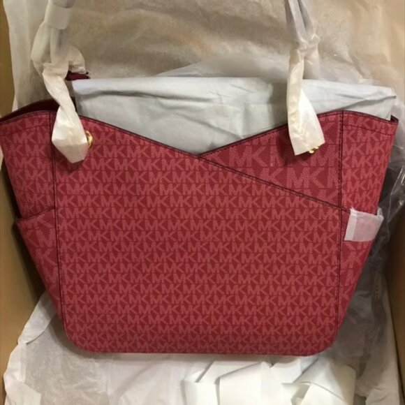 🥰 Michael Kors Jet Set Large Logo Shoulder Bag BERRY MULTI - Picture 9 of 9